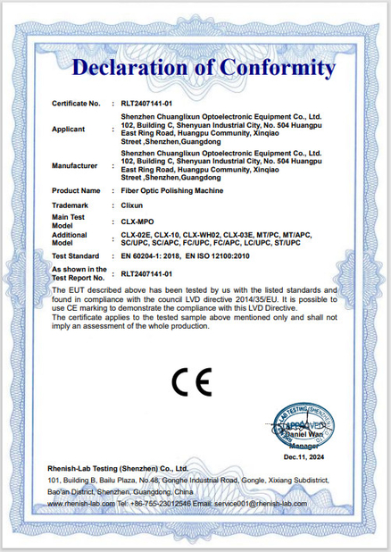 China Shenzhen Chuanglixun Optoelectronic Equipment Co., Ltd. zertifizierungen